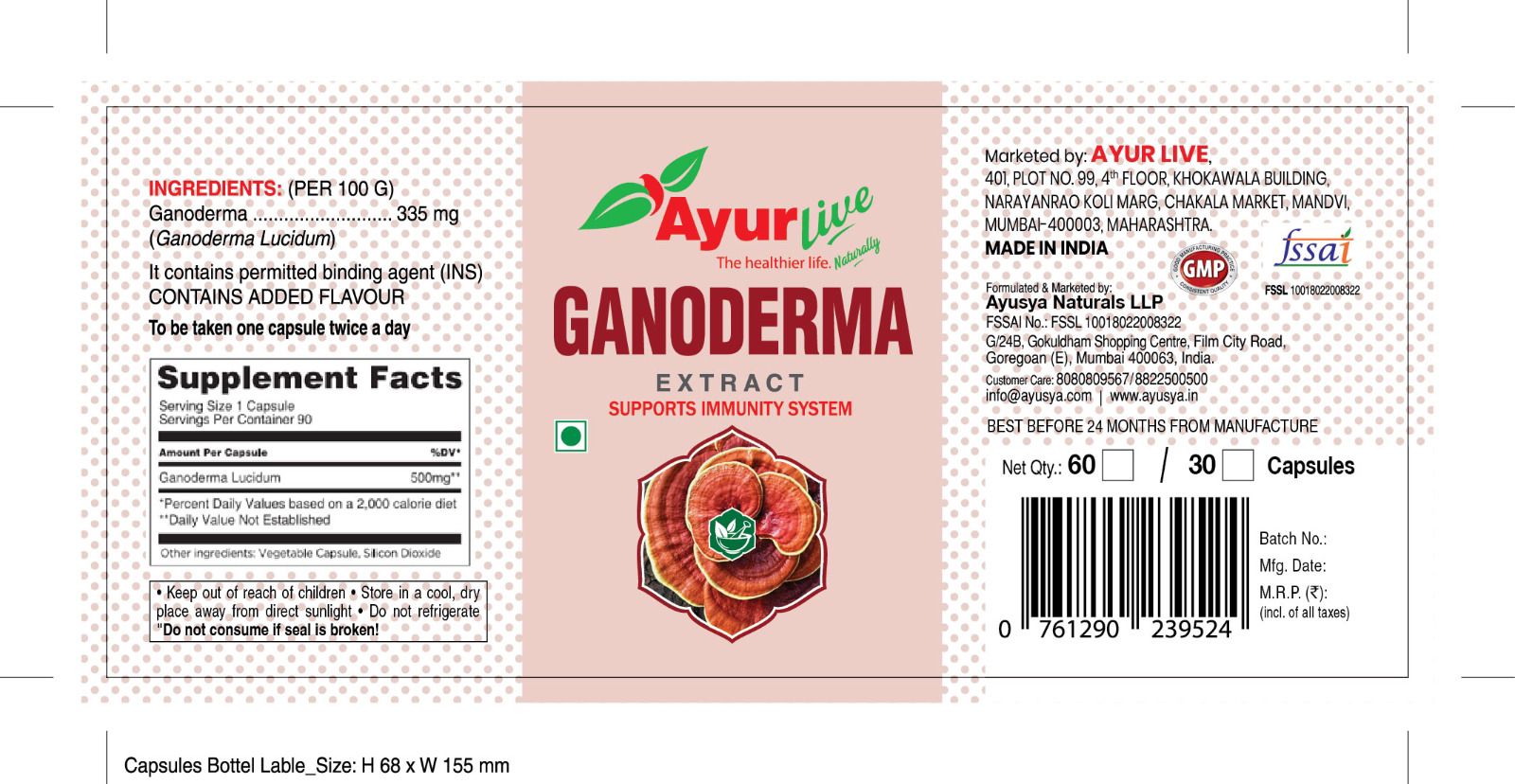 WhatsApp Image 2024-05-01 at 5.22.59 PM (1) Ayurlive Ganoderma Extract Product Labeling